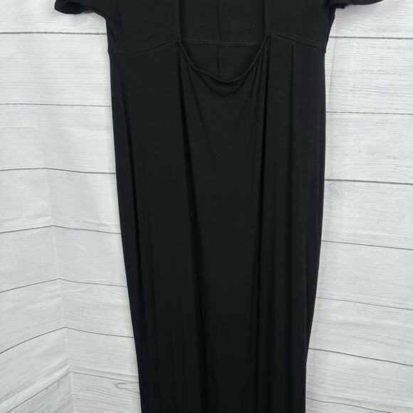 ASOS Womens size 12 Maxi High Slit Open Back Flutter Sleeve Dress Black Stretch - Picture 7 of 10